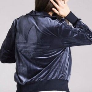 Adidas Dark Blue Velvet Collared Zip Up Jacket